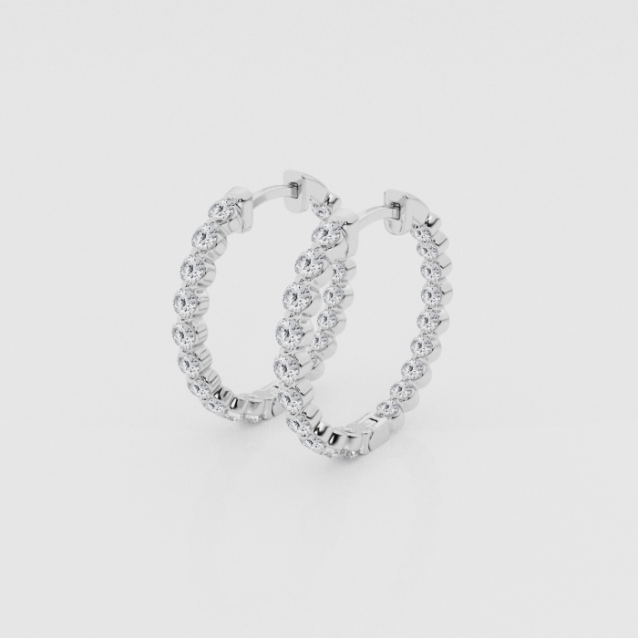 Natural Diamond | 1 ctw Round Inside-Out Floating Hoop Earrings